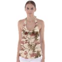 Textured Vintage Floral Design Babydoll Tankini Top View1