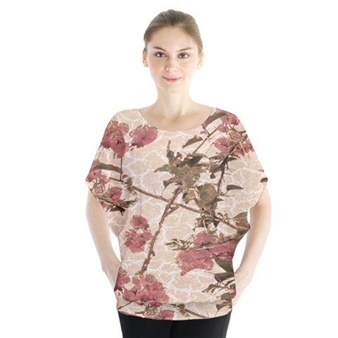 Textured Vintage Floral Design Blouse by dflcprints