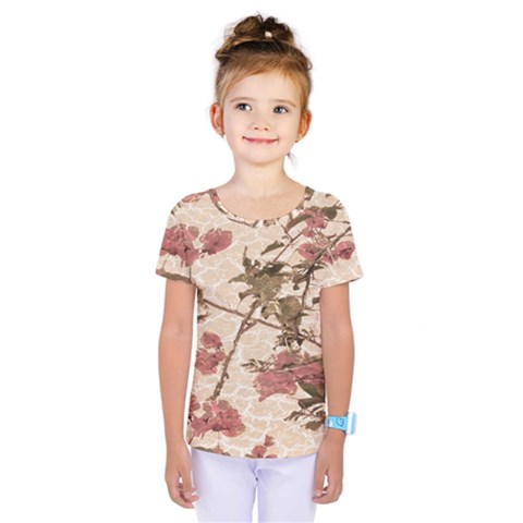 Textured Vintage Floral Design Kids  One Piece Tee by dflcprints