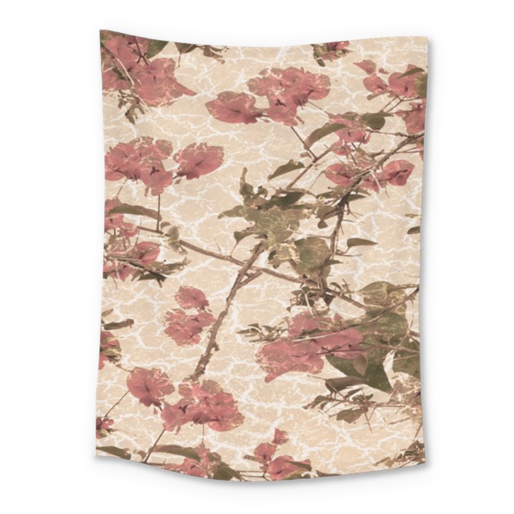 Textured Vintage Floral Design Medium Tapestry