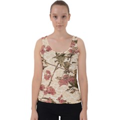 Textured Vintage Floral Design Velvet Tank Top by dflcprints