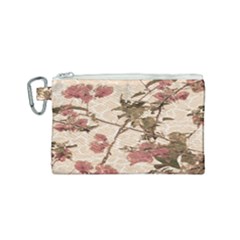 Textured Vintage Floral Design Canvas Cosmetic Bag (small)