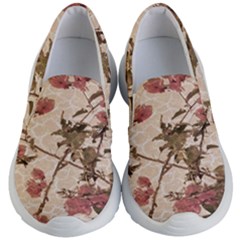 Textured Vintage Floral Design Kid s Lightweight Slip Ons