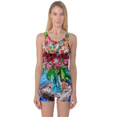 Paint, Flowers And Book One Piece Boyleg Swimsuit by bestdesignintheworld