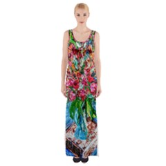 Paint, Flowers And Book Maxi Thigh Split Dress by bestdesignintheworld