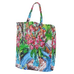 Paint, Flowers And Book Giant Grocery Zipper Tote by bestdesignintheworld