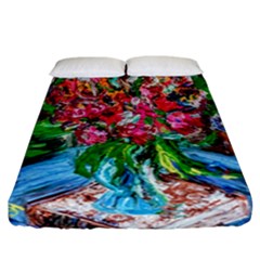 Paint, Flowers And Book Fitted Sheet (california King Size) by bestdesignintheworld