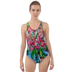 Paint, Flowers And Book Cut-out Back One Piece Swimsuit