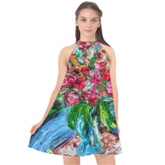 Paint, Flowers And Book Halter Neckline Chiffon Dress  by bestdesignintheworld