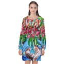 Paint, Flowers And Book Long Sleeve Chiffon Shift Dress  View1