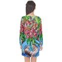 Paint, Flowers And Book Long Sleeve Chiffon Shift Dress  View2