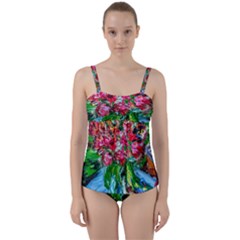 Paint, Flowers And Book Twist Front Tankini Set by bestdesignintheworld