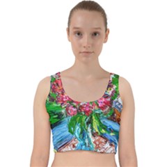 Paint, Flowers And Book Velvet Racer Back Crop Top