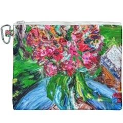 Paint, Flowers And Book Canvas Cosmetic Bag (xxxl)