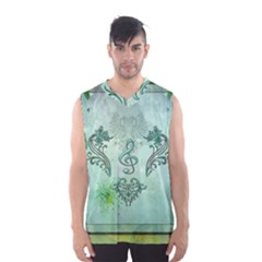 Music, Decorative Clef With Floral Elements Men s Basketball Tank Top by FantasyWorld7