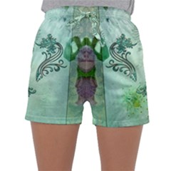 Music, Decorative Clef With Floral Elements Sleepwear Shorts by FantasyWorld7