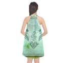 Music, Decorative Clef With Floral Elements Halter Neckline Chiffon Dress  View2