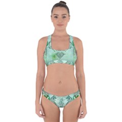 Music, Decorative Clef With Floral Elements Cross Back Hipster Bikini Set by FantasyWorld7