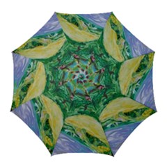 Yellow Boat And Coral Tree Golf Umbrellas by bestdesignintheworld