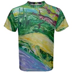 Yellow Boat And Coral Tree Men s Cotton Tee by bestdesignintheworld