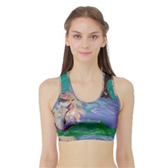 Magnolia By The River Bank Sports Bra With Border by bestdesignintheworld