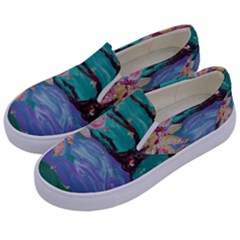 Magnolia By The River Bank Kids  Canvas Slip Ons by bestdesignintheworld