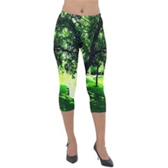 Lake Park 17 Lightweight Velour Capri Leggings  by bestdesignintheworld