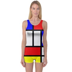 Piet Mondrian Mondriaan Style One Piece Boyleg Swimsuit by yoursparklingshop