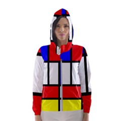 Piet Mondrian Mondriaan Style Hooded Wind Breaker (women) by yoursparklingshop