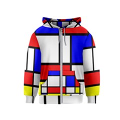 Piet Mondrian Mondriaan Style Kids  Zipper Hoodie by yoursparklingshop