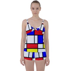 Piet Mondrian Mondriaan Style Tie Front Two Piece Tankini by yoursparklingshop