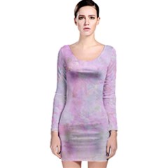 Soft Pink Watercolor Art Long Sleeve Bodycon Dress by yoursparklingshop