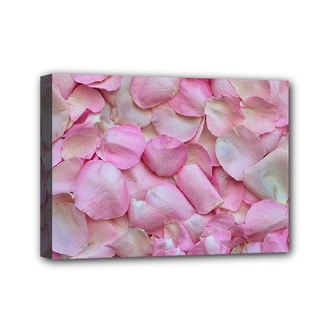 Romantic Pink Rose Petals Floral  Mini Canvas 7  X 5  by yoursparklingshop