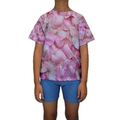 Romantic Pink Rose Petals Floral  Kids  Short Sleeve Swimwear by yoursparklingshop