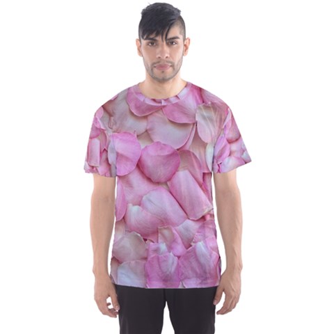 Romantic Pink Rose Petals Floral  Men s Sports Mesh Tee by yoursparklingshop