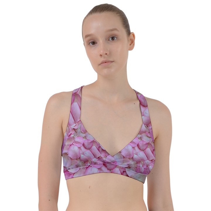 Romantic Pink Rose Petals Floral  Sweetheart Sports Bra