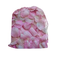 Romantic Pink Rose Petals Floral  Drawstring Pouches (xxl) by yoursparklingshop