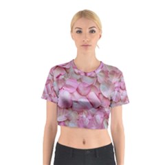 Romantic Pink Rose Petals Floral  Cotton Crop Top by yoursparklingshop