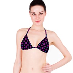 Stylized Dark Floral Pattern Bikini Top by dflcprints