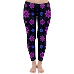 Stylized Dark Floral Pattern Classic Winter Leggings by dflcprints