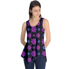 Stylized Dark Floral Pattern Sleeveless Tunic by dflcprints