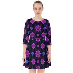 Stylized Dark Floral Pattern Smock Dress by dflcprints