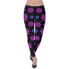 Stylized Dark Floral Pattern Velvet Leggings by dflcprints