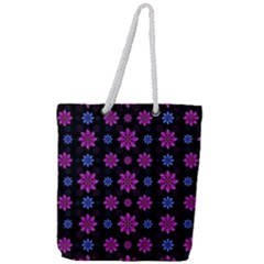 Stylized Dark Floral Pattern Full Print Rope Handle Tote (large) by dflcprints