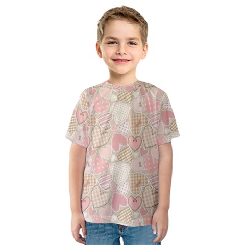 Cute Romantic Hearts Pattern Kids  Sport Mesh Tee by yoursparklingshop