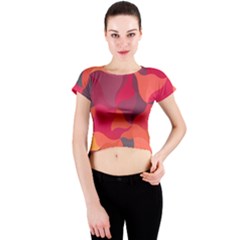 Red Orange Yellow Pink Art Crew Neck Crop Top by yoursparklingshop