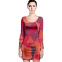 Red Orange Yellow Pink Art Long Sleeve Bodycon Dress View1