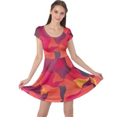 Red Orange Yellow Pink Art Cap Sleeve Dress by yoursparklingshop