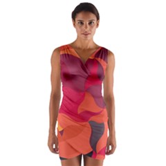 Red Orange Yellow Pink Art Wrap Front Bodycon Dress by yoursparklingshop