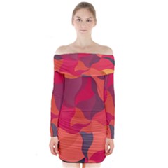 Red Orange Yellow Pink Art Long Sleeve Off Shoulder Dress by yoursparklingshop